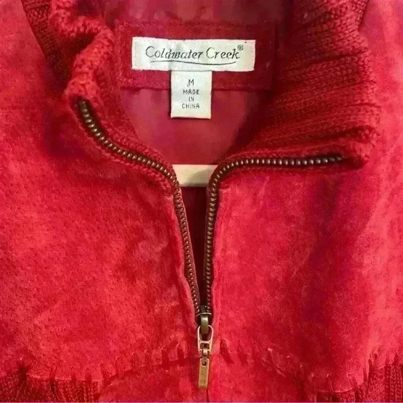 Coldwater Creek Y2K Red Suede and Knit Cardigan with Pockets Size M - Picture 10 of 10
